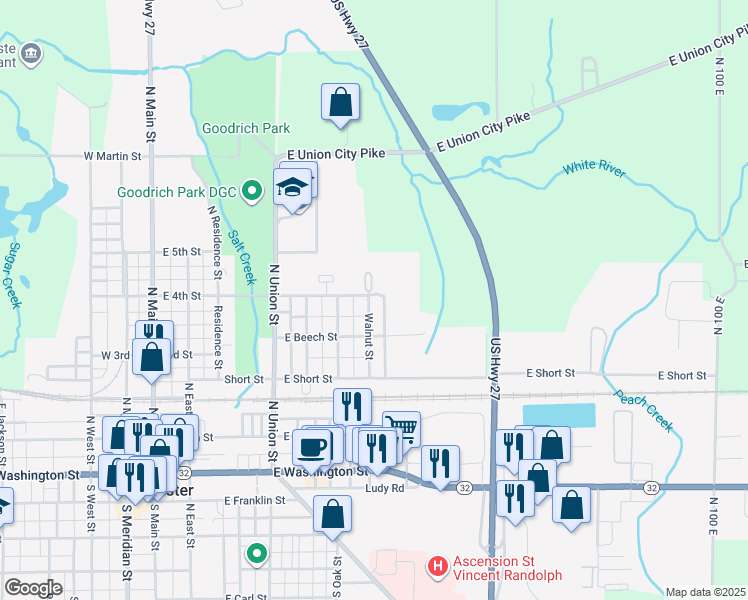 map of restaurants, bars, coffee shops, grocery stores, and more near 552 Walnut Street in Winchester