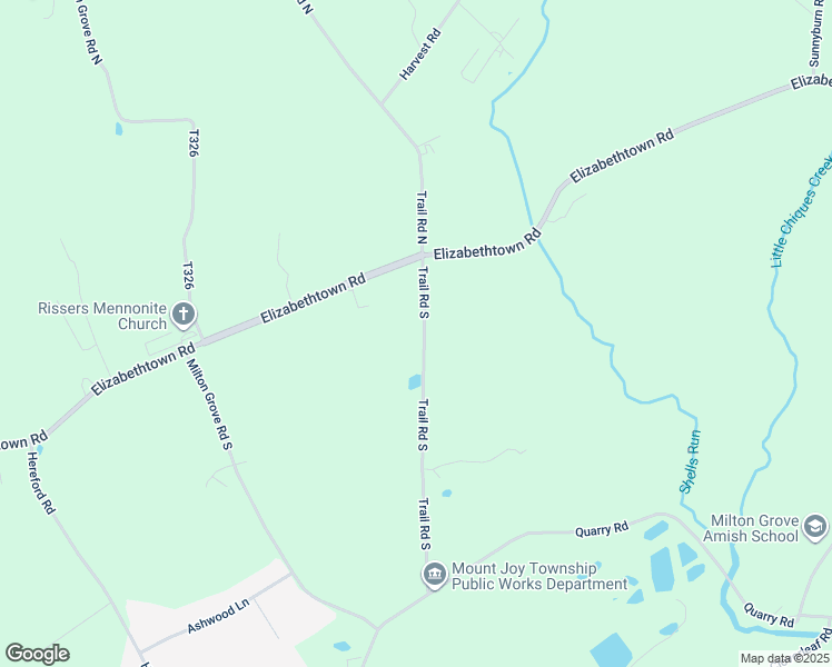 map of restaurants, bars, coffee shops, grocery stores, and more near 80 Trail Road South in Elizabethtown