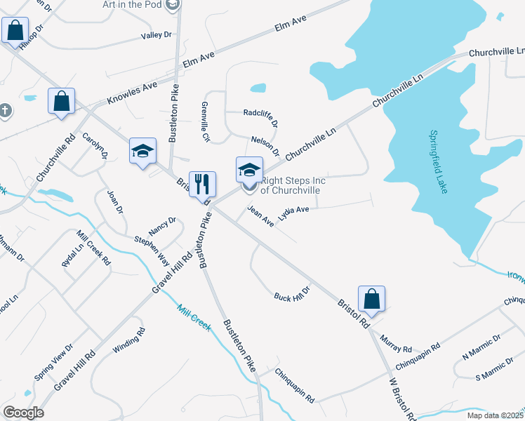 map of restaurants, bars, coffee shops, grocery stores, and more near 17 Jean Avenue in Southampton