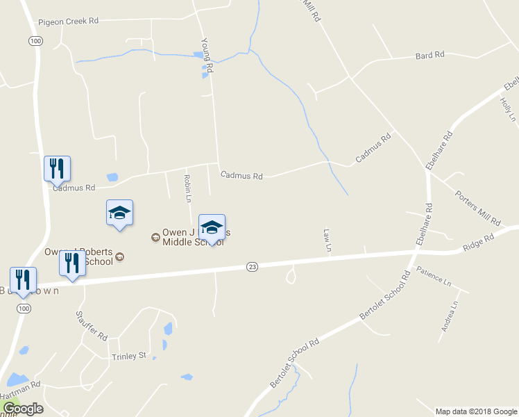 map of restaurants, bars, coffee shops, grocery stores, and more near 840 Cadmus Road in Pottstown