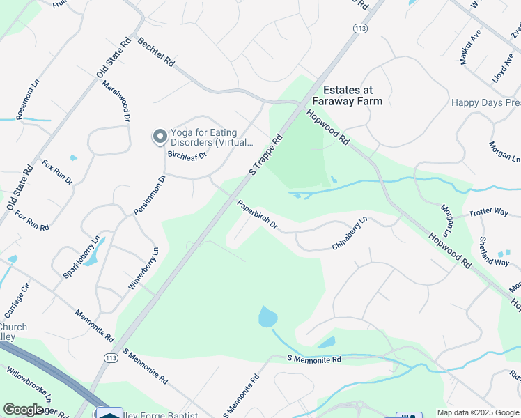map of restaurants, bars, coffee shops, grocery stores, and more near 200 Paperbirch Drive in Collegeville