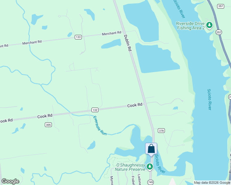 map of restaurants, bars, coffee shops, grocery stores, and more near 8830 Dublin Road in Powell