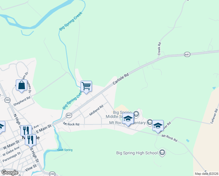 map of restaurants, bars, coffee shops, grocery stores, and more near 64 Carlisle Road in Newville