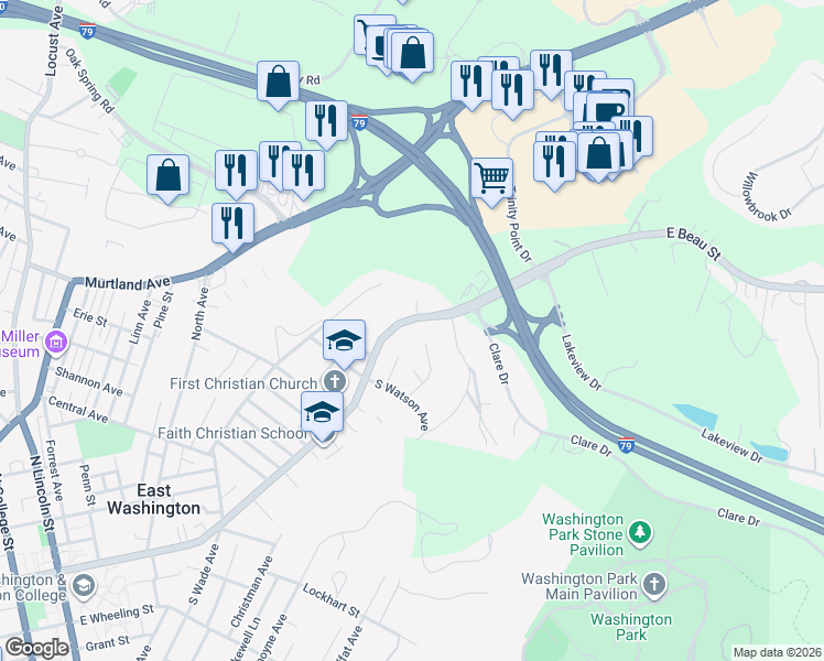 map of restaurants, bars, coffee shops, grocery stores, and more near 683 Ryan Avenue in Washington