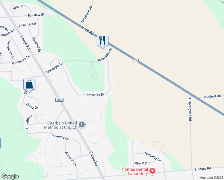 map of restaurants, bars, coffee shops, grocery stores, and more near 27 Derbyshire Drive in Carlisle