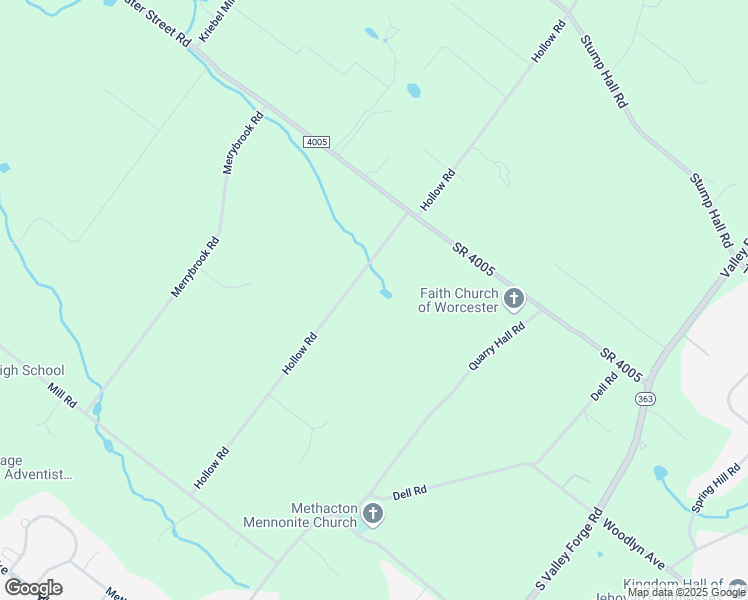 map of restaurants, bars, coffee shops, grocery stores, and more near 1310 Hollow Road in Collegeville
