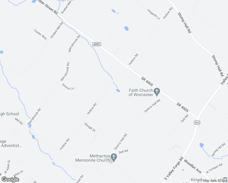 map of restaurants, bars, coffee shops, grocery stores, and more near 1310 Hollow Road in Collegeville