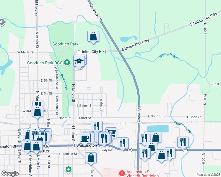 map of restaurants, bars, coffee shops, grocery stores, and more near 552 Walnut Street in Winchester