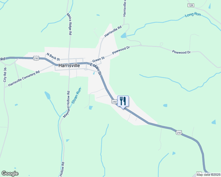 map of restaurants, bars, coffee shops, grocery stores, and more near 49426 U.S. 250 in Adena