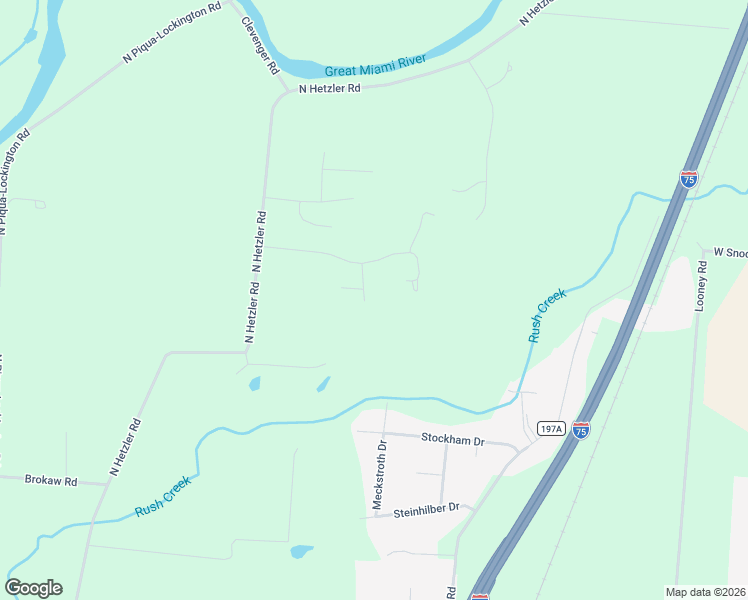 map of restaurants, bars, coffee shops, grocery stores, and more near 9861 Barnum Road in Piqua