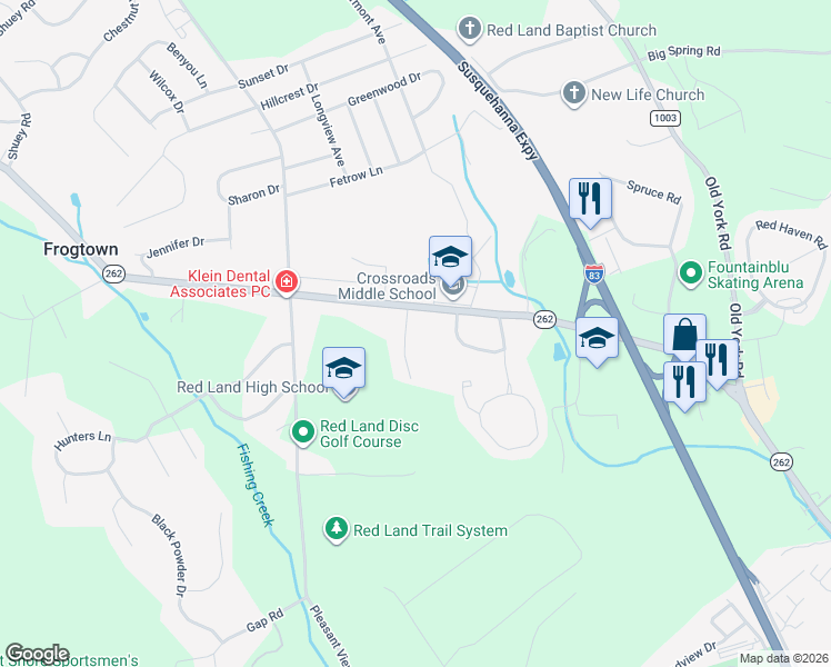 map of restaurants, bars, coffee shops, grocery stores, and more near 504 Bowman Ave in Lewisberry