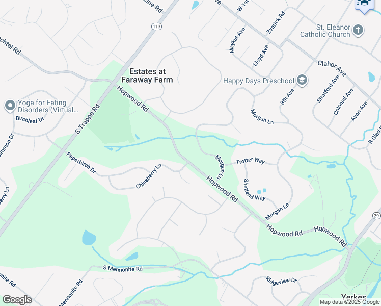 map of restaurants, bars, coffee shops, grocery stores, and more near 1838 Morgan Lane in Collegeville