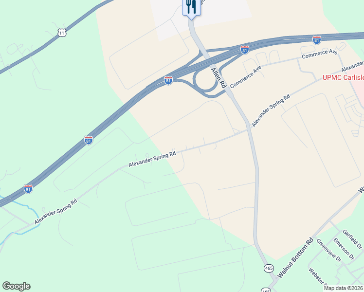 map of restaurants, bars, coffee shops, grocery stores, and more near 619 Alexander Spring Rd in Carlisle