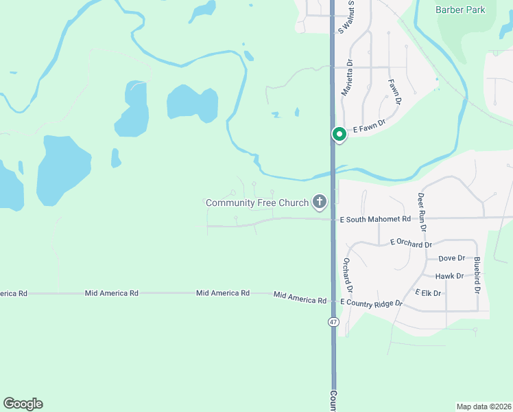 map of restaurants, bars, coffee shops, grocery stores, and more near 1511 River Bluff Court in Mahomet