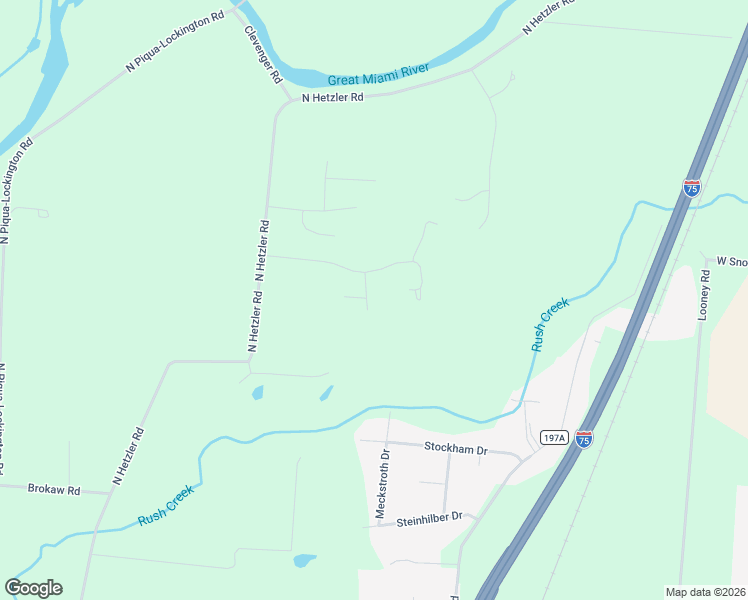 map of restaurants, bars, coffee shops, grocery stores, and more near 9861 Barnum Road in Piqua