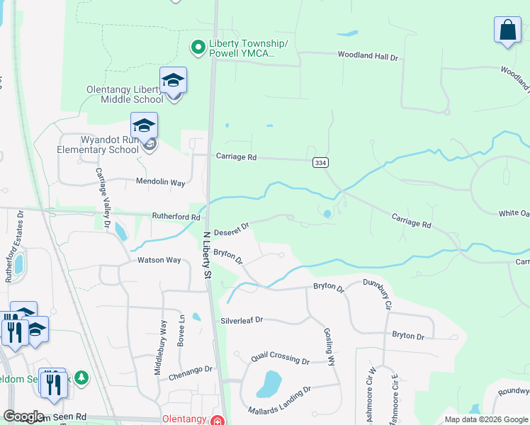 map of restaurants, bars, coffee shops, grocery stores, and more near 2566 Deseret Drive in Powell
