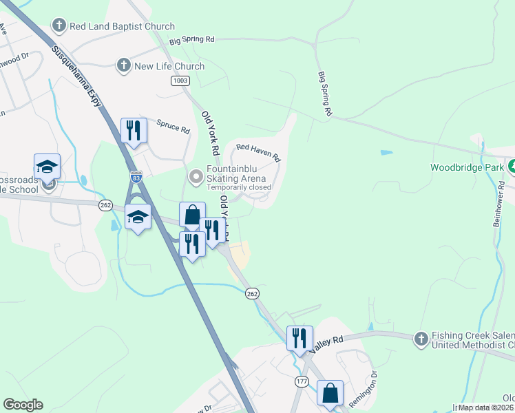 map of restaurants, bars, coffee shops, grocery stores, and more near 124 Red Haven Road in New Cumberland