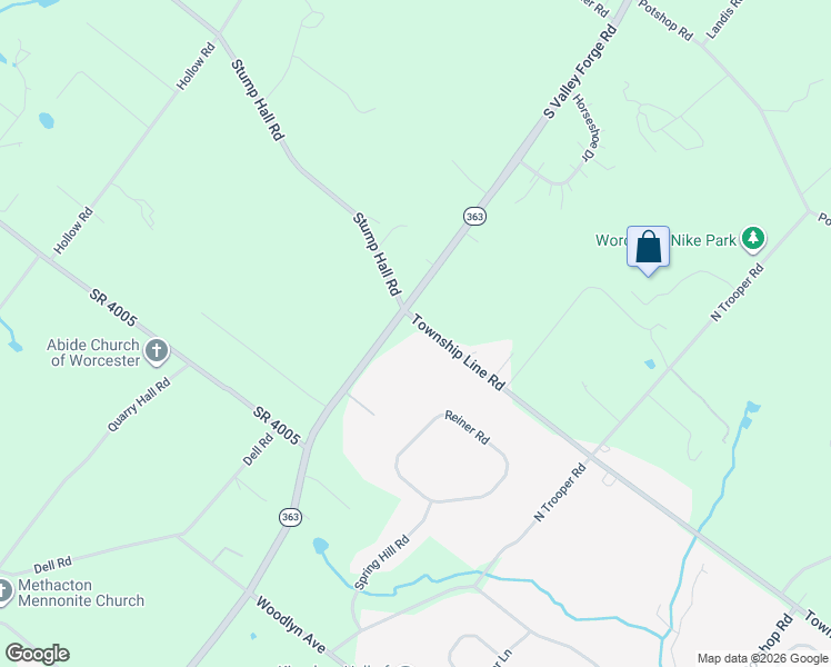 map of restaurants, bars, coffee shops, grocery stores, and more near 2972 Township Line Road in Norristown