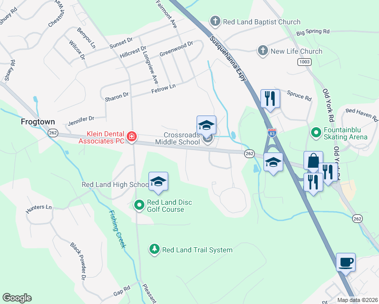map of restaurants, bars, coffee shops, grocery stores, and more near 504 Bowman Avenue in Lewisberry