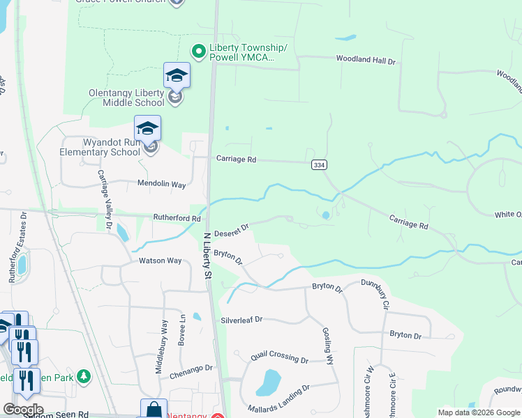 map of restaurants, bars, coffee shops, grocery stores, and more near 2566 Deseret Drive in Powell