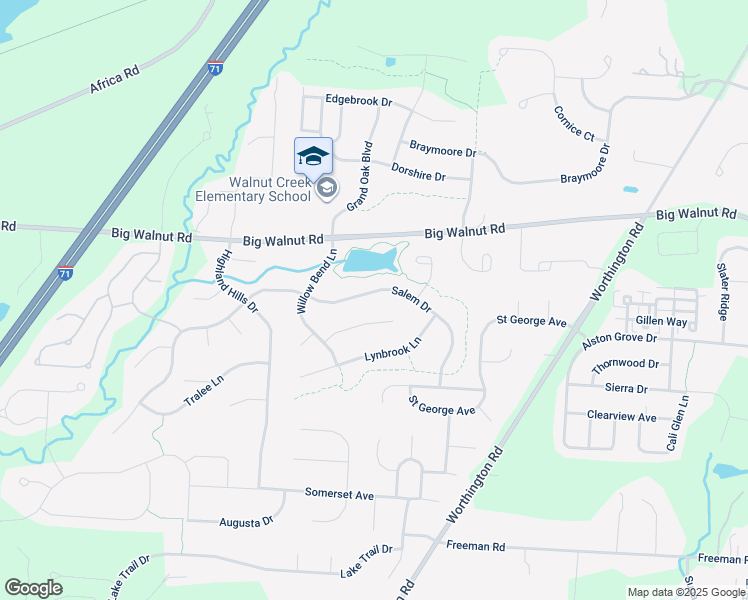 map of restaurants, bars, coffee shops, grocery stores, and more near 5549 Willow Bend Court in Westerville