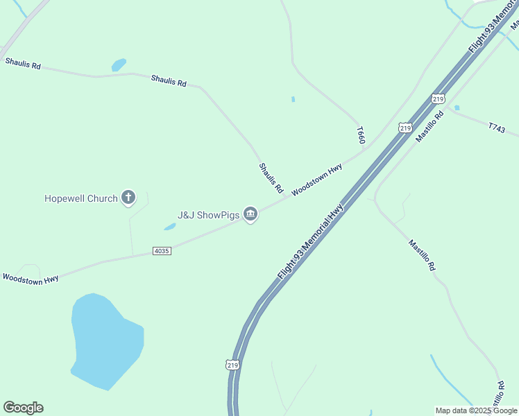map of restaurants, bars, coffee shops, grocery stores, and more near 539 Shaulis Road in Hollsopple