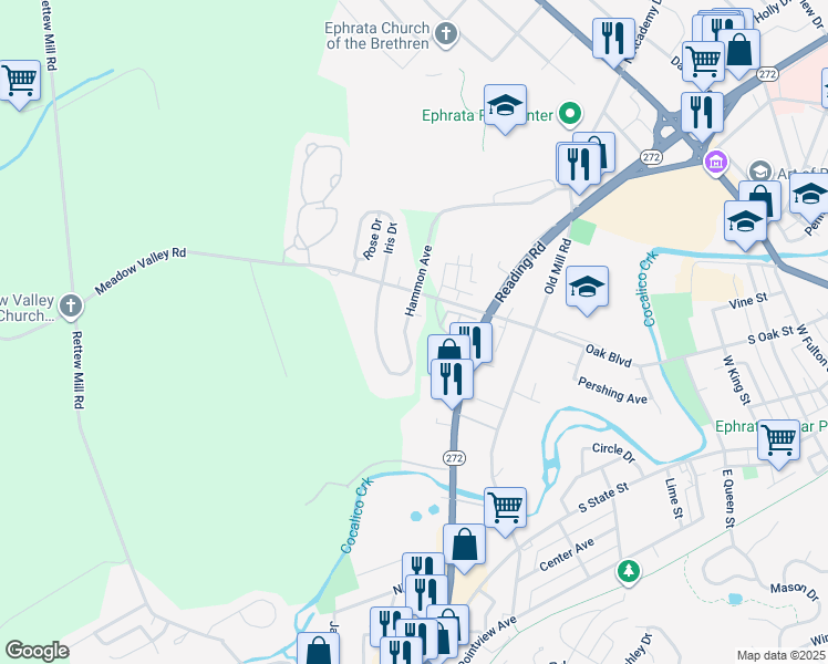 map of restaurants, bars, coffee shops, grocery stores, and more near 1082 Hammon Avenue in Ephrata