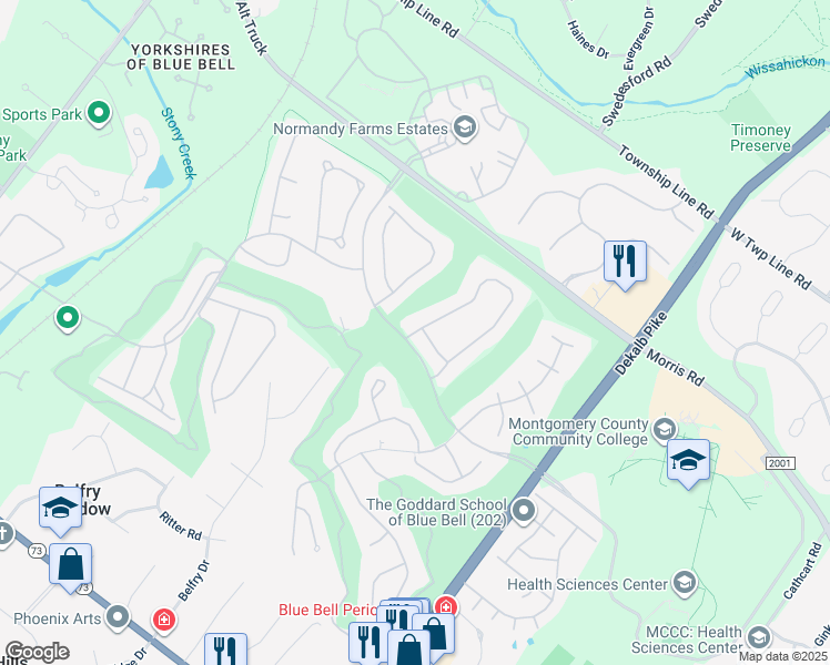 map of restaurants, bars, coffee shops, grocery stores, and more near 177 Inverness Drive in Blue Bell