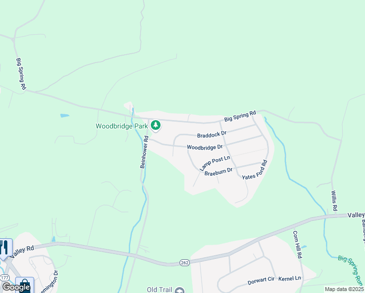 map of restaurants, bars, coffee shops, grocery stores, and more near 318 Woodbridge Drive in Etters