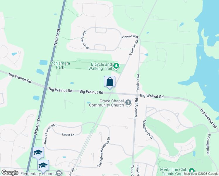 map of restaurants, bars, coffee shops, grocery stores, and more near 5044 South Old 3C Road in Westerville