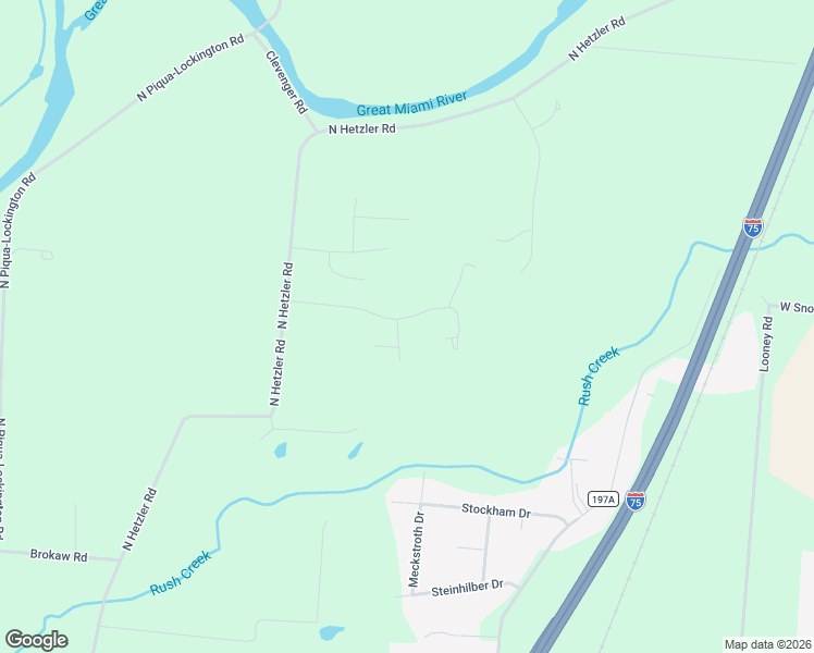 map of restaurants, bars, coffee shops, grocery stores, and more near 9816 Augusta Lane in Piqua