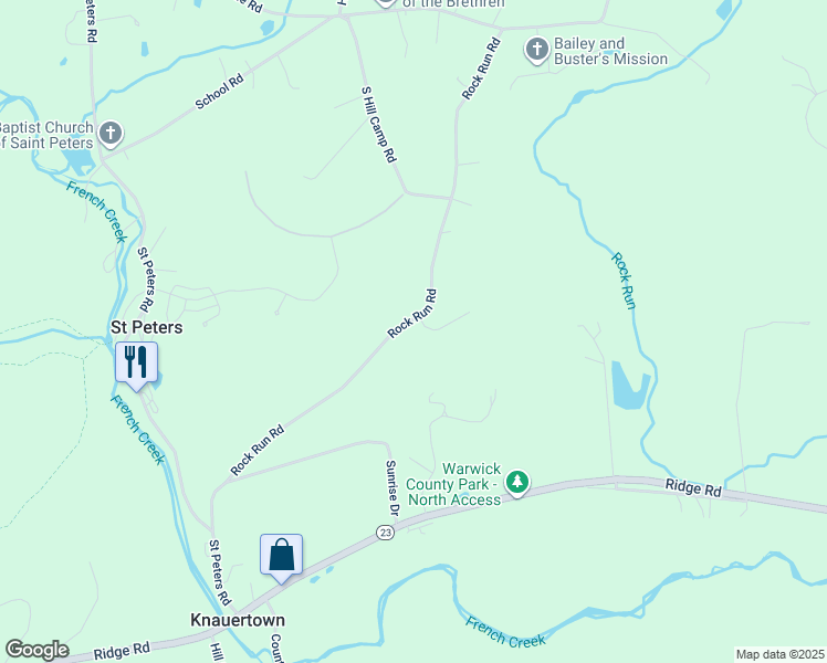 map of restaurants, bars, coffee shops, grocery stores, and more near 34 Warwick Chase in Pottstown