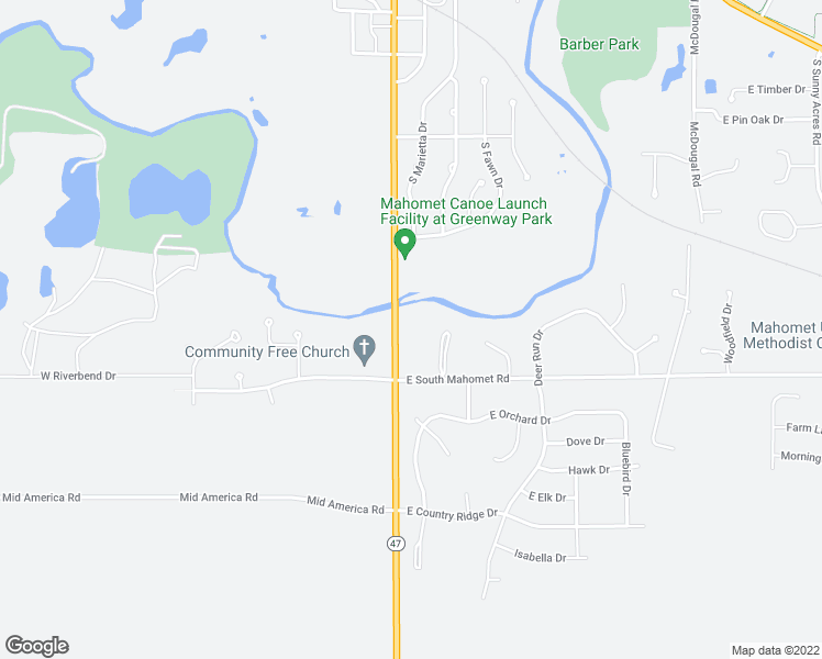 map of restaurants, bars, coffee shops, grocery stores, and more near 1604 South Division Street in Mahomet