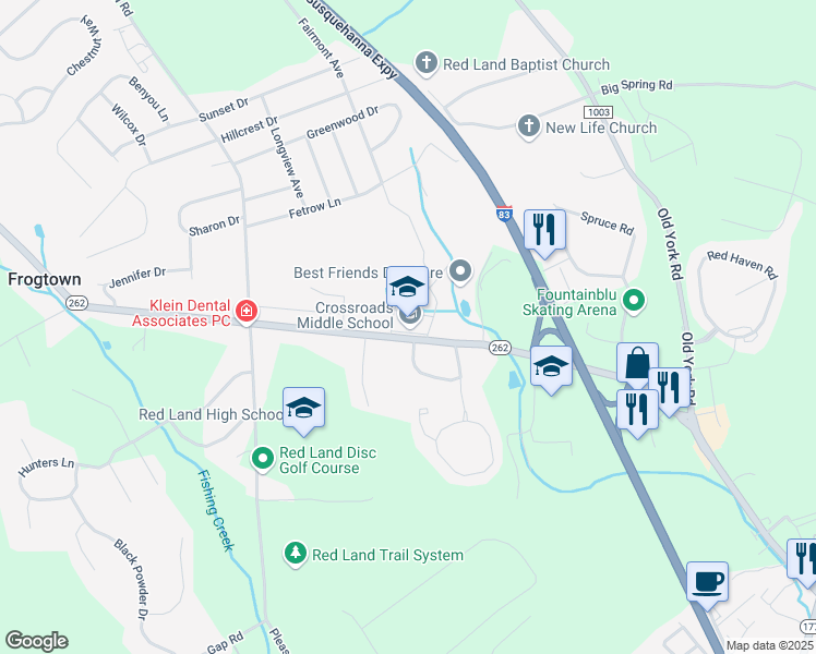 map of restaurants, bars, coffee shops, grocery stores, and more near 535 Fishing Creek Road in Lewisberry