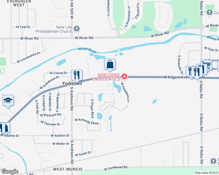 map of restaurants, bars, coffee shops, grocery stores, and more near 1681-1799 S Patriot Dr in Yorktown
