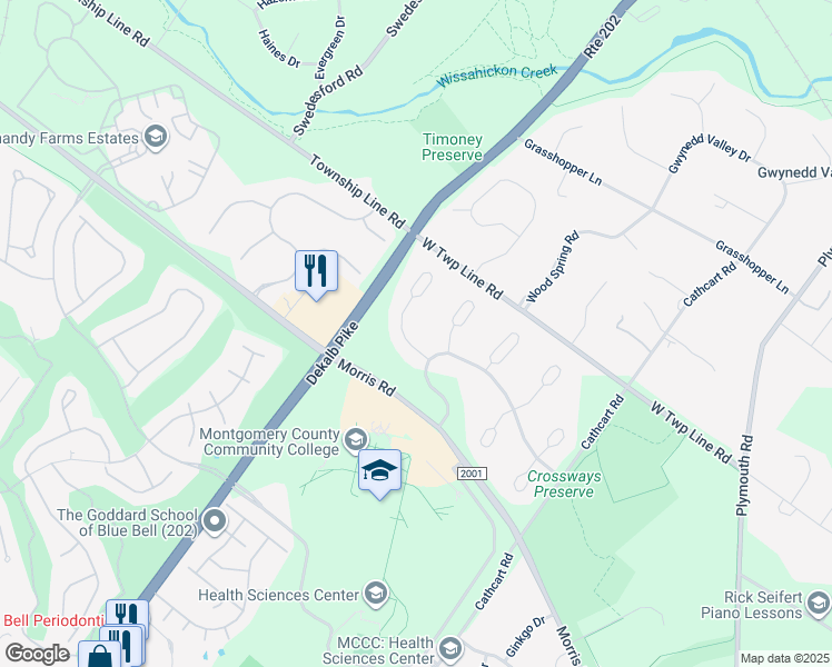 map of restaurants, bars, coffee shops, grocery stores, and more near 170 Brochant Circle in Blue Bell