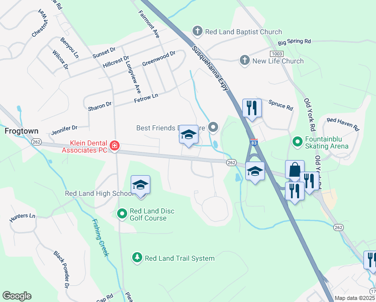 map of restaurants, bars, coffee shops, grocery stores, and more near 535 Fishing Creek Road in Lewisberry
