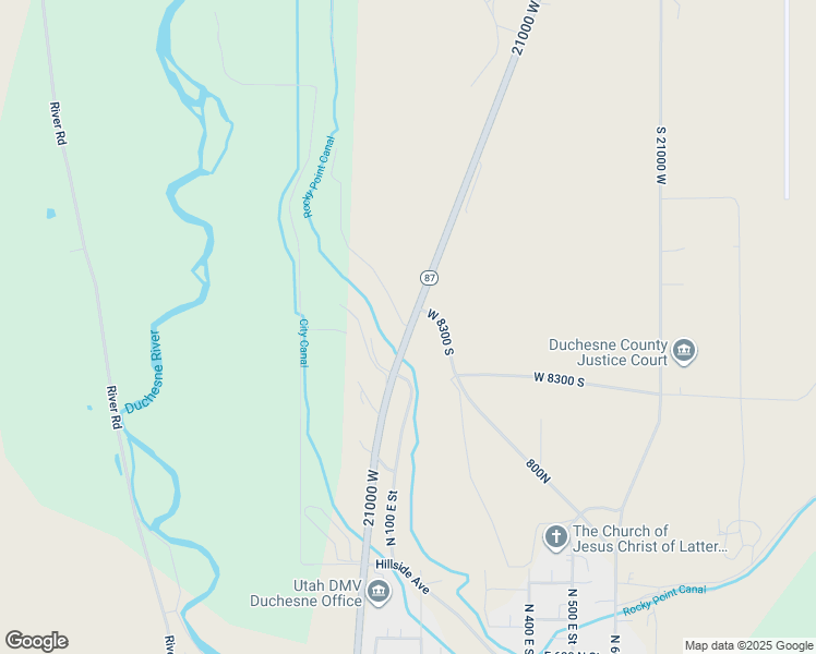 map of restaurants, bars, coffee shops, grocery stores, and more near 1480 Old Farm Road in Duchesne