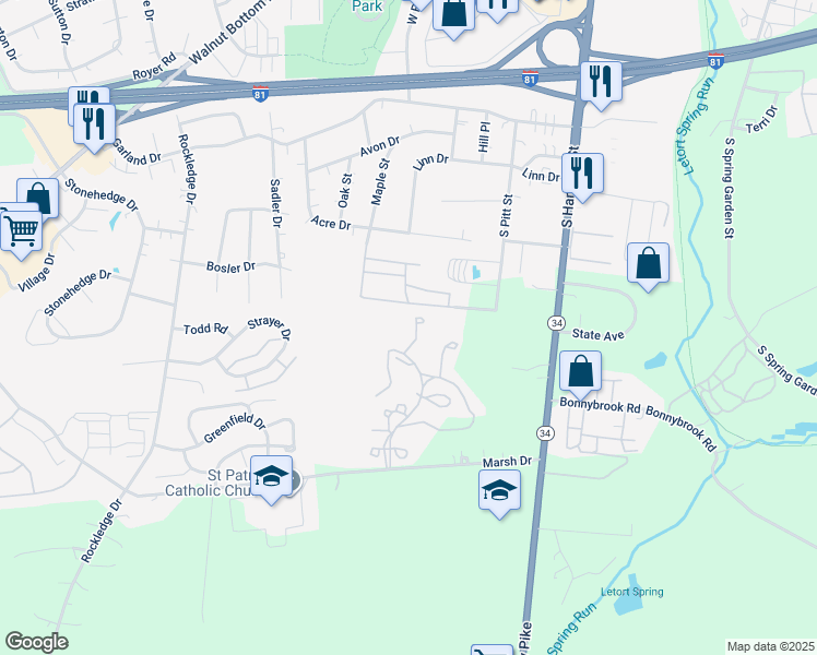 map of restaurants, bars, coffee shops, grocery stores, and more near 110 Ege Drive in Carlisle