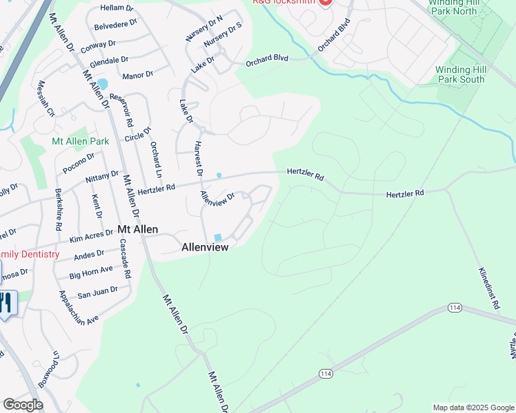 map of restaurants, bars, coffee shops, grocery stores, and more near 654 Allenview Drive in Mechanicsburg