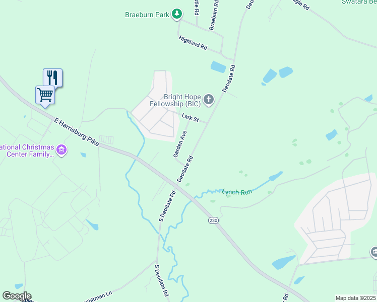 map of restaurants, bars, coffee shops, grocery stores, and more near 195 North Deodate Road in Middletown
