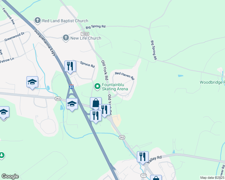 map of restaurants, bars, coffee shops, grocery stores, and more near 284 Red Haven Road in New Cumberland