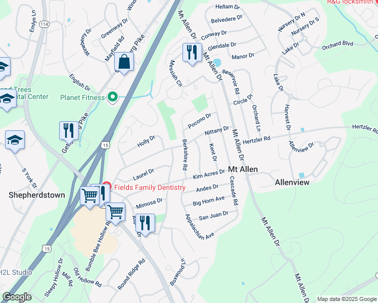 map of restaurants, bars, coffee shops, grocery stores, and more near 403 Berkshire Road in Mechanicsburg