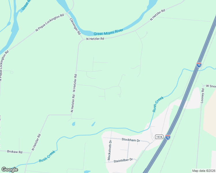 map of restaurants, bars, coffee shops, grocery stores, and more near 9816 Augusta Lane in Piqua