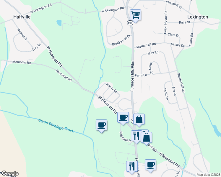 map of restaurants, bars, coffee shops, grocery stores, and more near 49 Christy Lane in Lititz