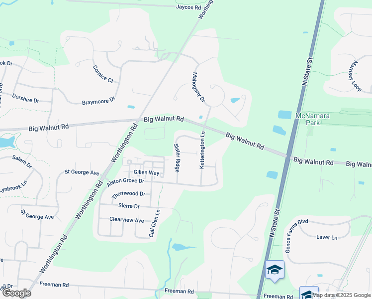 map of restaurants, bars, coffee shops, grocery stores, and more near 6477 Wesley Way in Westerville
