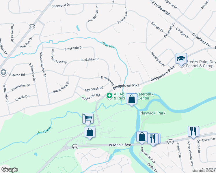 map of restaurants, bars, coffee shops, grocery stores, and more near 16 Mill Creek Road in Southampton