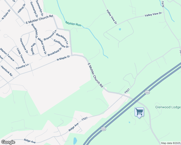 map of restaurants, bars, coffee shops, grocery stores, and more near 143 East Mohler Church Road in Ephrata