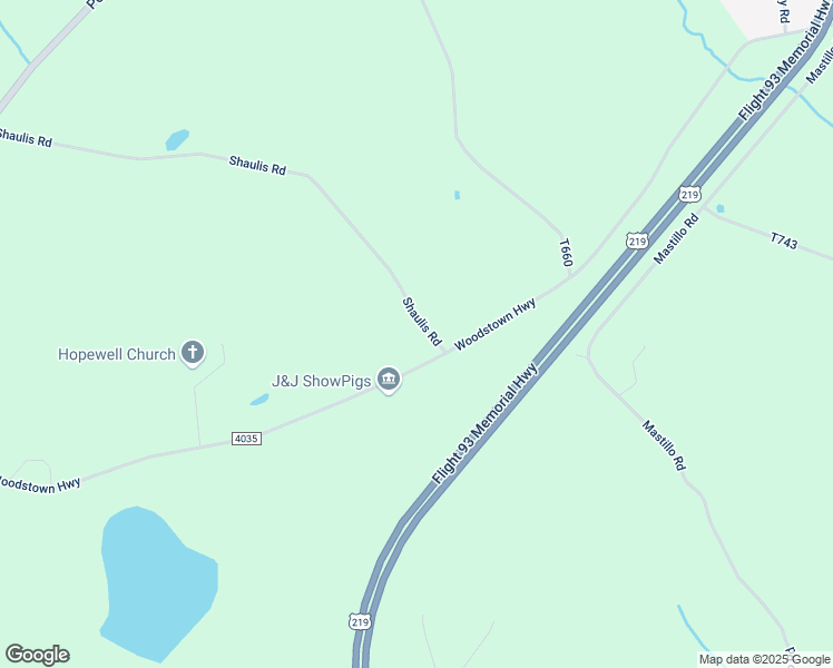 map of restaurants, bars, coffee shops, grocery stores, and more near 539 Shaulis Road in Hollsopple