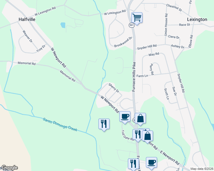 map of restaurants, bars, coffee shops, grocery stores, and more near 49 Christy Lane in Lititz